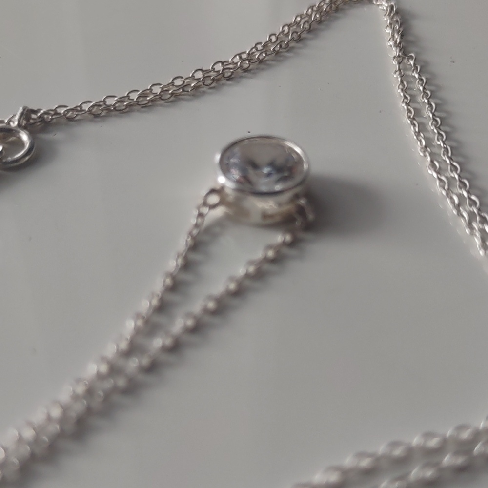 Elegant 2g Sterling Silver 925 CZ Necklace Adjustable 16" - 18" Long - Picture 6 of 6